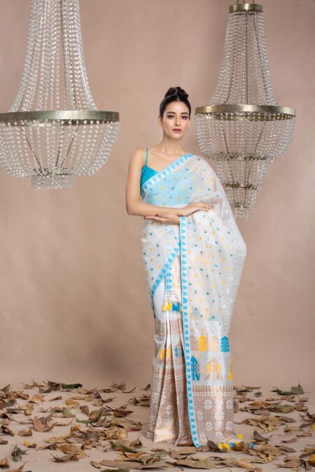 Mulberry Silk Mekhela Sador With Blouse Piece