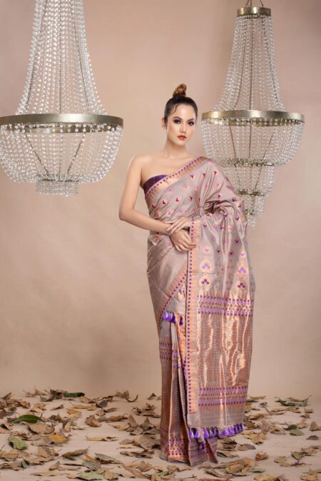Mulberry Silk Mekhela Sador With Blouse Piece