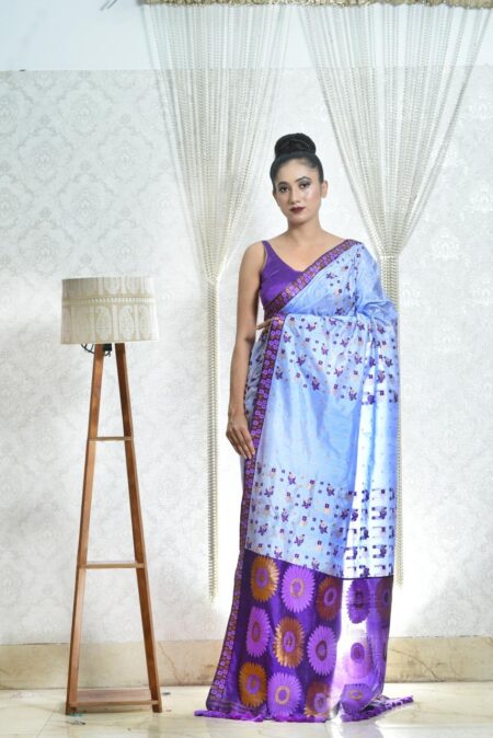 Mulberry Silk Mekhela Sador With Blouse Piece