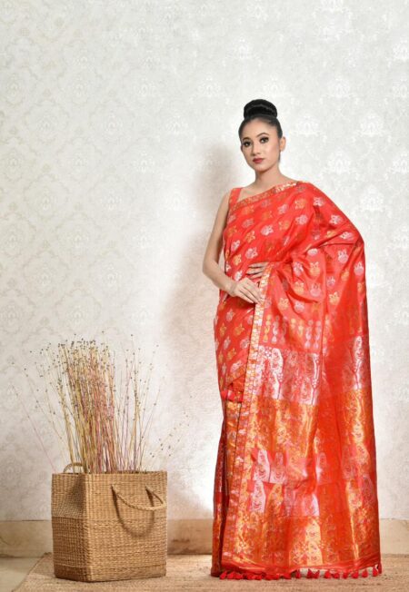 Mulberry Silk Mekhela Sador With Blouse Piece