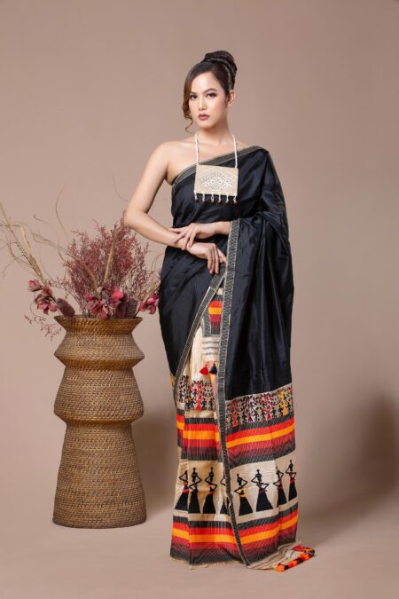 Mulberry Silk & Tussar Mekhela Sador With Blouse Piece