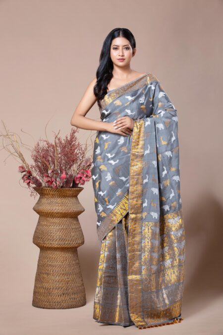 Mulberry Silk Mekhela Sador With Blouse Piece