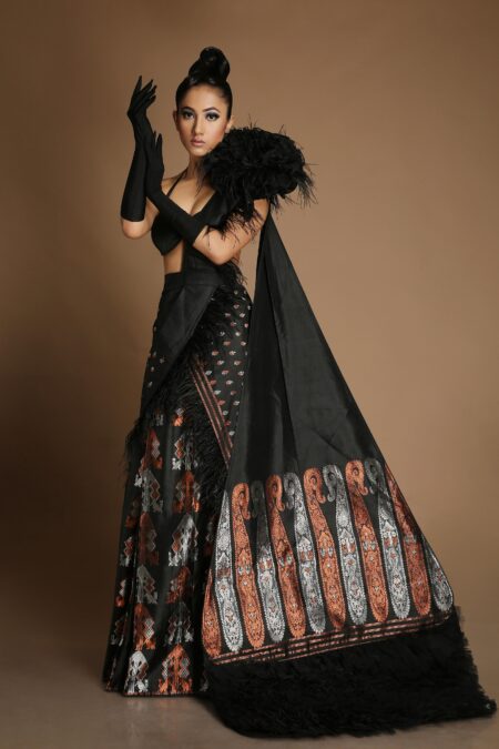 Black Flower Sholder Designed Designer Dress