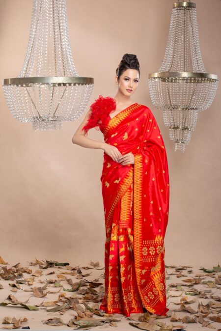 Mulberry Silk Mekhela Sador With Blouse Piece