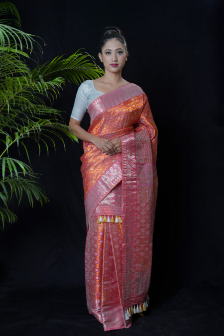 Mulberry silk mekhela chadar with Blouse piece