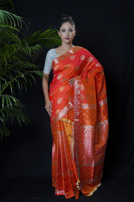 Mulberry silk mekhela chadar with Blouse piece