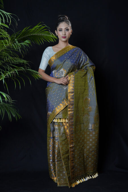 Mulberry silk mekhela chadar with Blouse piece