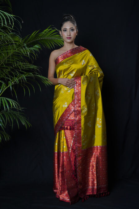 Mulberry silk mekhela chadar with Blouse piece