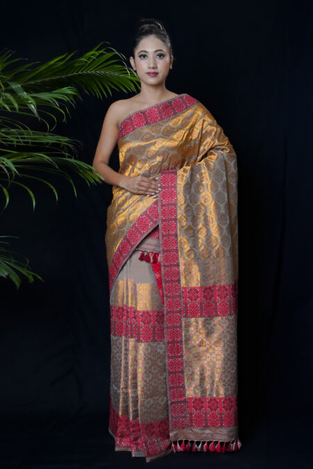 Mulberry silk mekhela chadar with Blouse piece