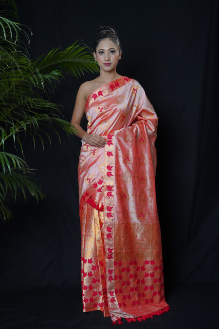 Mulberry silk mekhela chadar with Blouse piece