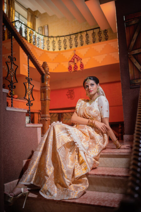 Mulberry silk mekhela chadar with Blouse piece