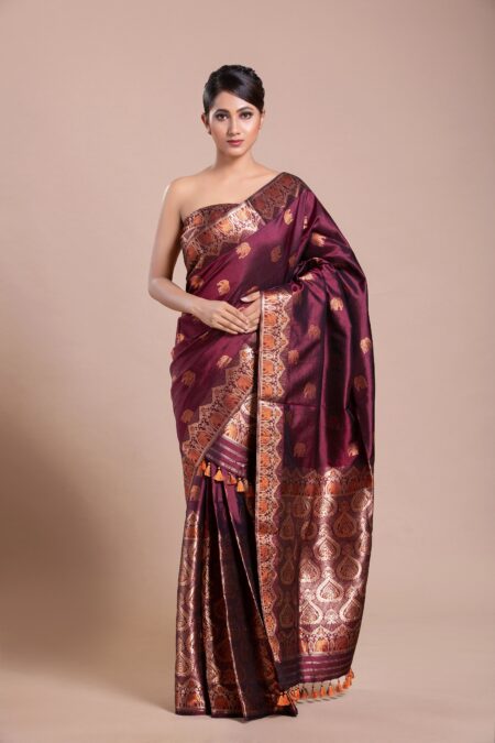 Mulberry silk mekhela chadar with Blouse piece