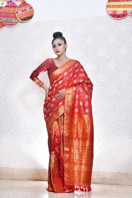 Mulberry silk mekhela chadar with Blouse piece