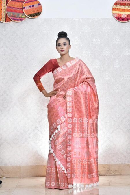 Mulberry silk mekhela chadar with Blouse piece