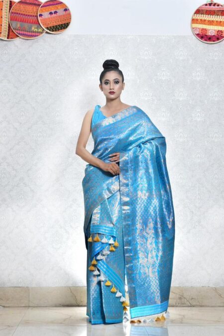 Mulberry silk mekhela chadar with Blouse piece