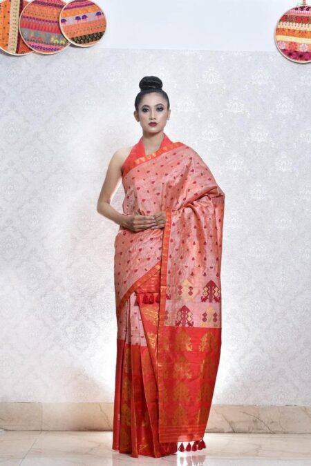 Mulberry silk mekhela chadar with Blouse piece