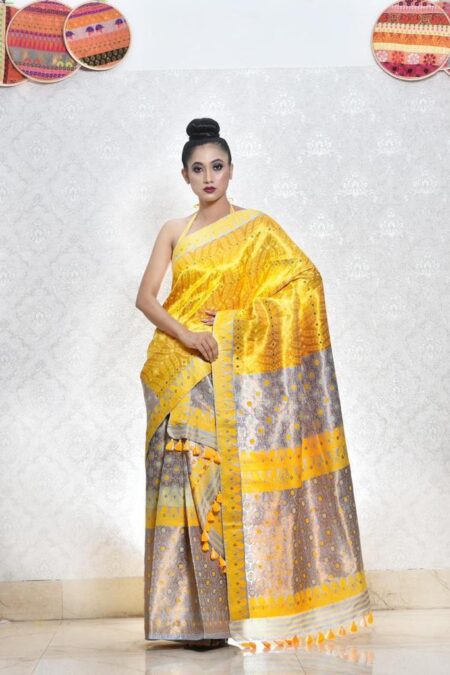 Mulberry silk mekhela chadar with Blouse piece