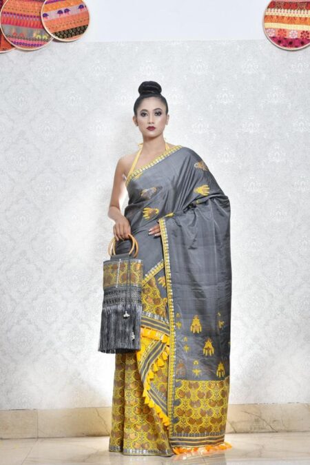 Mulberry silk mekhela chadar with Blouse piece