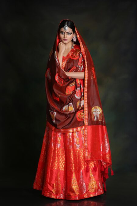 Mulberry silk Lehenga with Chadar and Blouse piece
