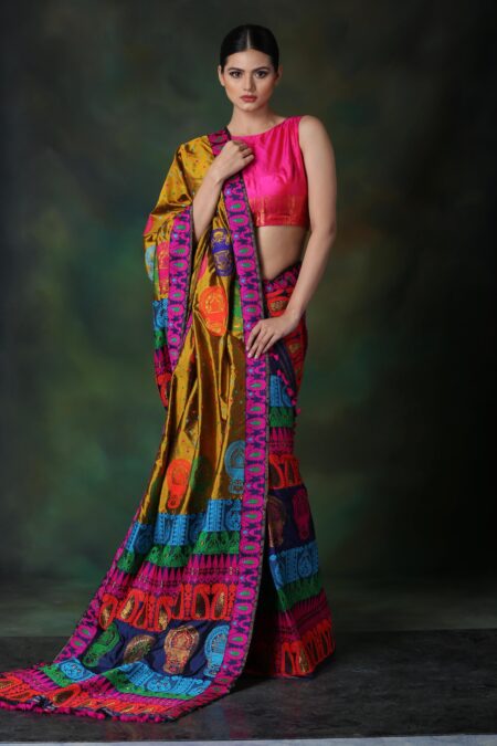 Mulberry silk Mekhela Sador with Blouse piece
