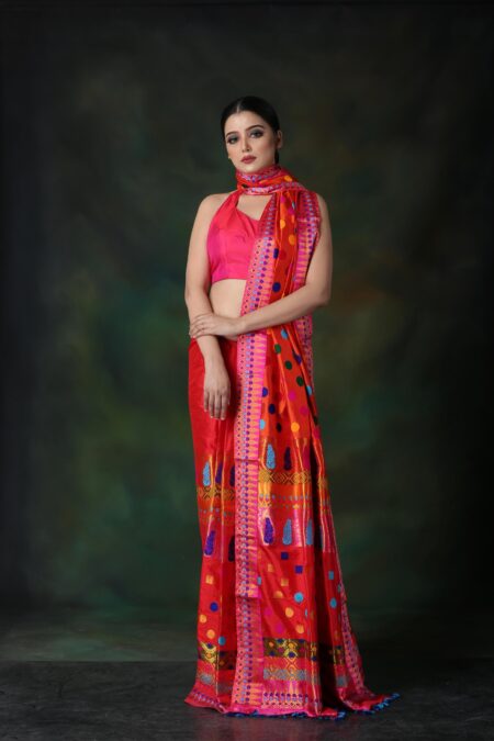 Mulberry silk Mekhela Sador with Blouse piece