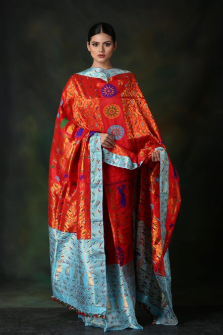 Mulberry silk Mekhela Sador with Blouse piece