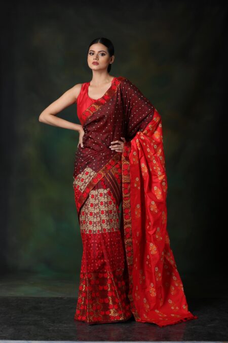 Mulberry silk Mekhela Sador with Blouse piece