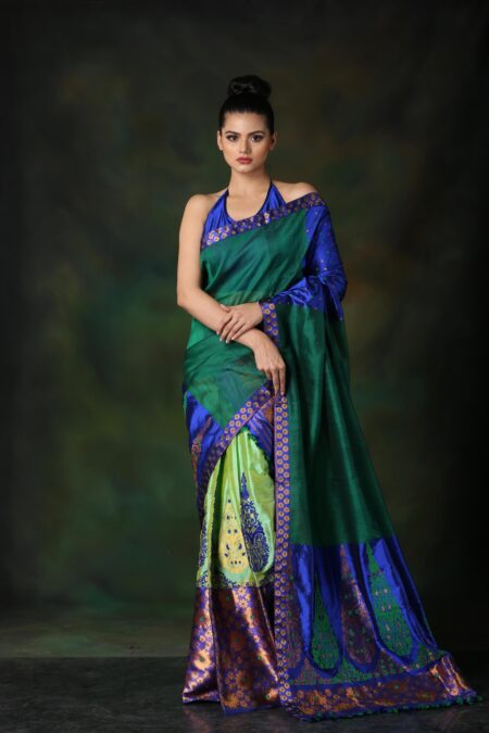 Mulberry silk Mekhela Sador with Blouse piece