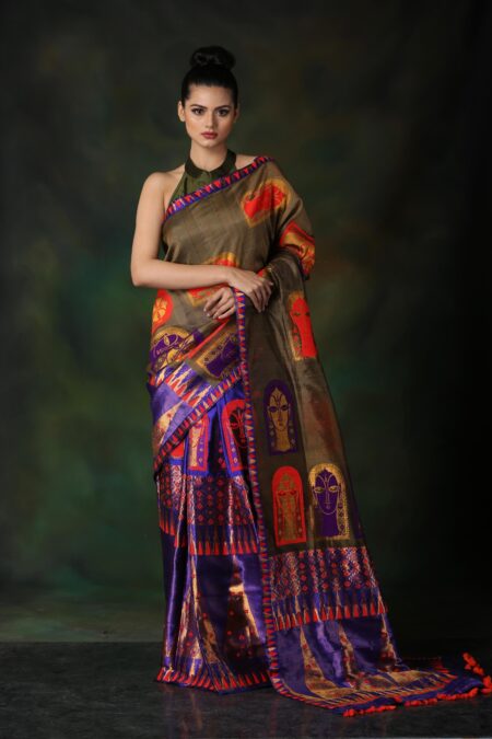Mulberry silk Mekhela Sador with Blouse piece