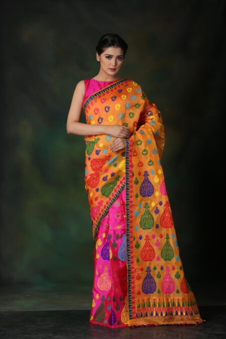 Mulberry silk Mekhela Sador with Blouse piece