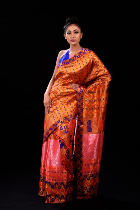 Mulberry silk mekhela chadar with Blouse piece