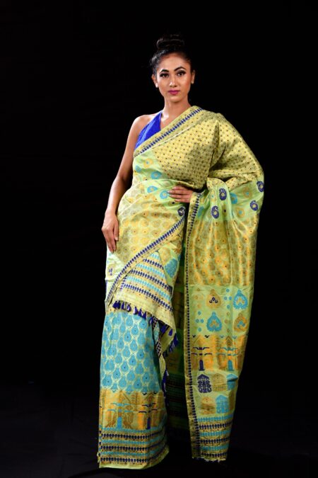 Mulberry silk mekhela chadar with Blouse piece