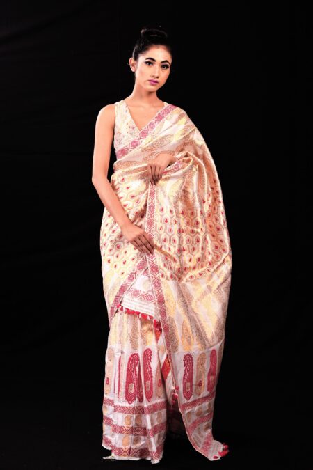 Mulberry silk mekhela chadar with Blouse piece