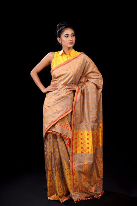 Mulberry silk mekhela chadar with Blouse piece
