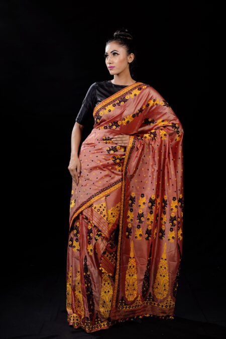 Mulberry silk mekhela chadar with Blouse piece