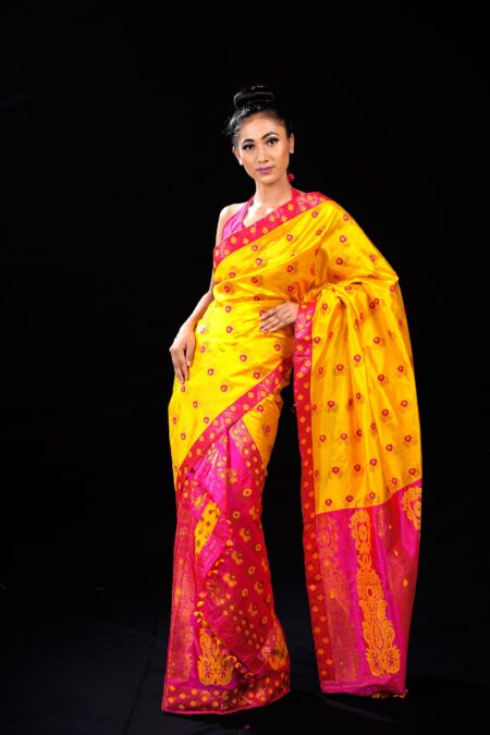 Mulberry silk mekhela chadar with Blouse piece