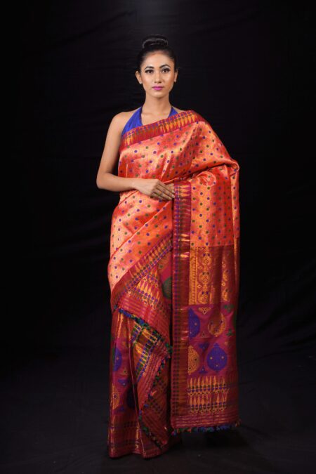 Mulberry silk mekhela chadar with Blouse piece