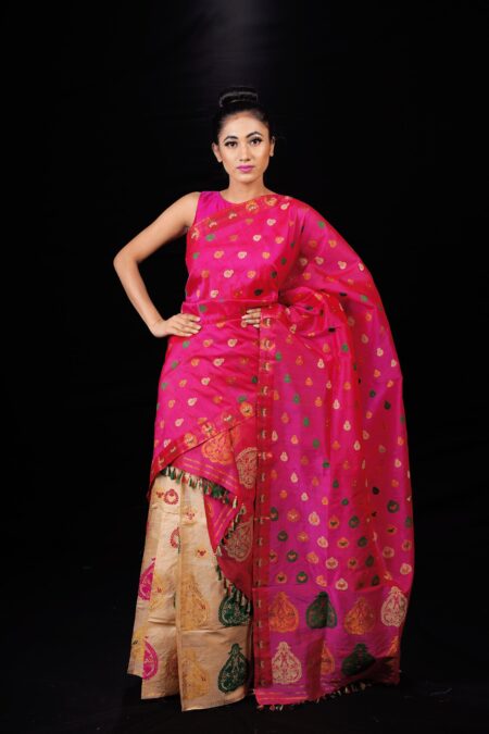 Mulberry silk mekhela chadar with Blouse piece