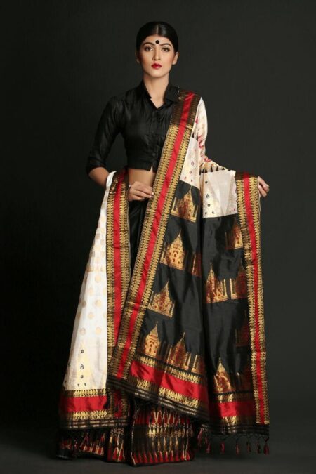 Mulberry silk mekhela chadar with Blouse piece