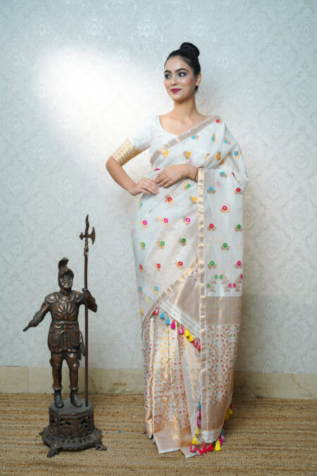 mulberry silk mekhela chadar with Blouse piece
