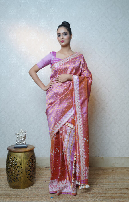 Mulberry silk mekhela chadar with Blouse piece