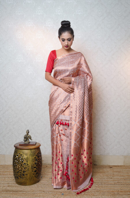 Mulberry silk mekhela chadar with Blouse piece