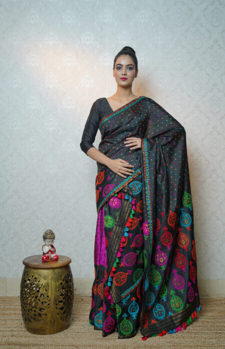 Mulberry silk mekhela chadar with Blouse piece