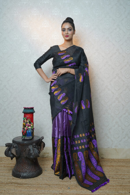 Mulberry silk mekhela chadar with Blouse piece