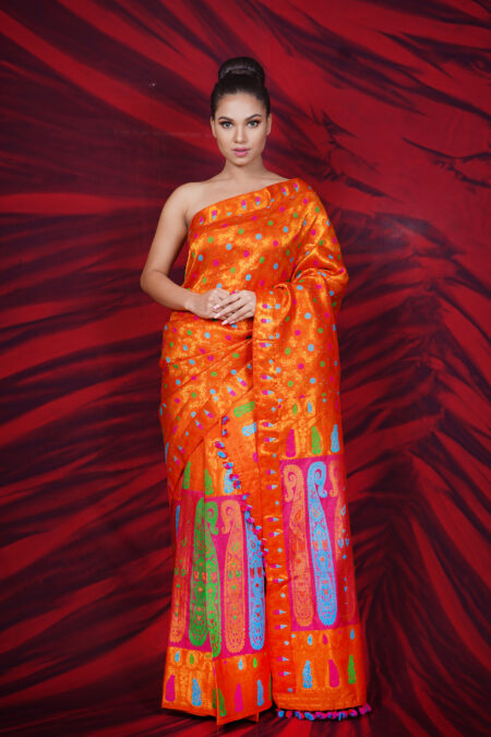 Mulberry silk mekhela chadar with Blouse piece