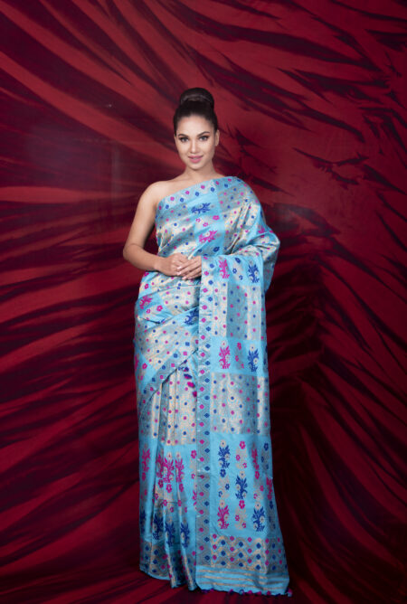 Mulberry silk mekhela chadar with Blouse piece