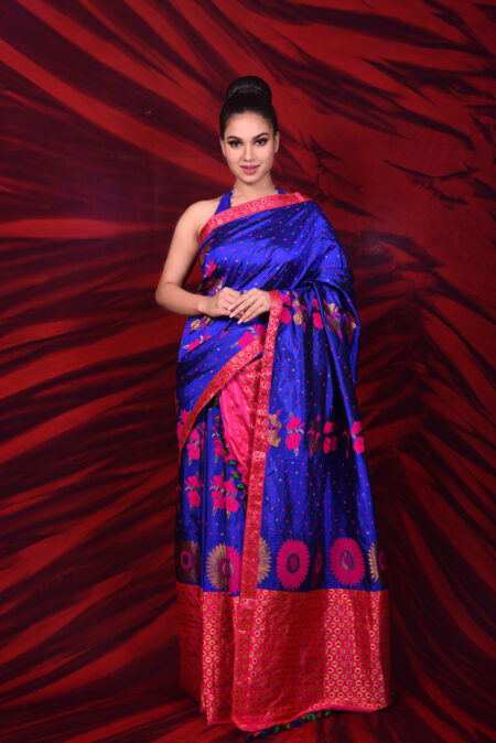 Mulberry silk mekhela chadar with Blouse piece