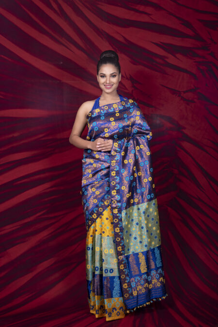 Mulberry silk mekhela chadar with Blouse piece