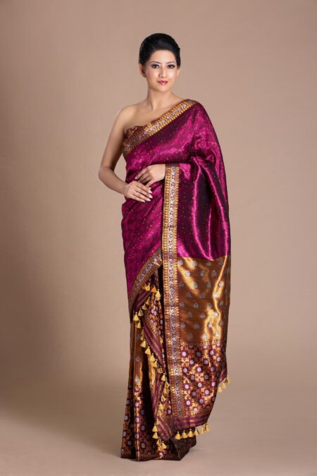 Mulberry silk Mekhela Chadar with Blouse piece